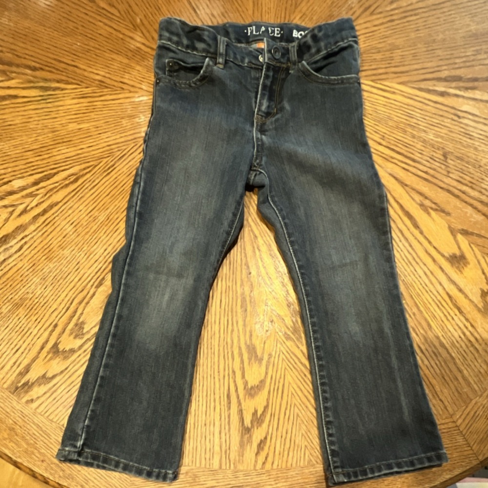 The Children's Place Boys Size 5 Bootcut Jeans Adjustable Waist Dark Blue Denim